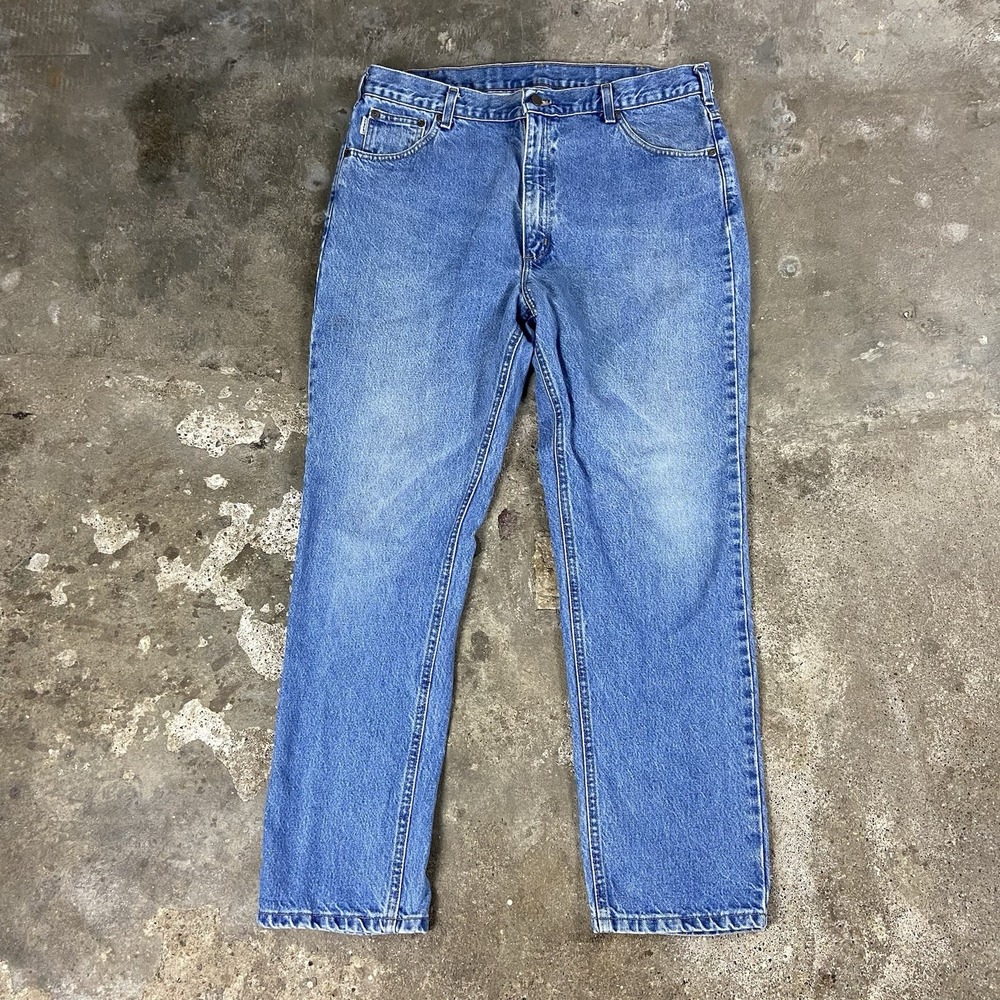 Vintage Carhartt Jeans Size 40x32 Blue‎ Light Wash Denim Straight Fit Workwear